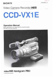 Sony CCD VX 1 E manual. Camera Instructions.